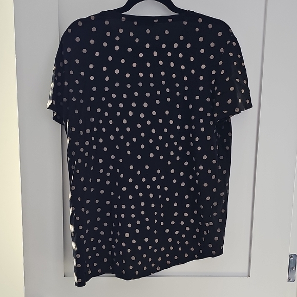 Zara Black Tee with Polka Dots Size L - Picture 3 of 5